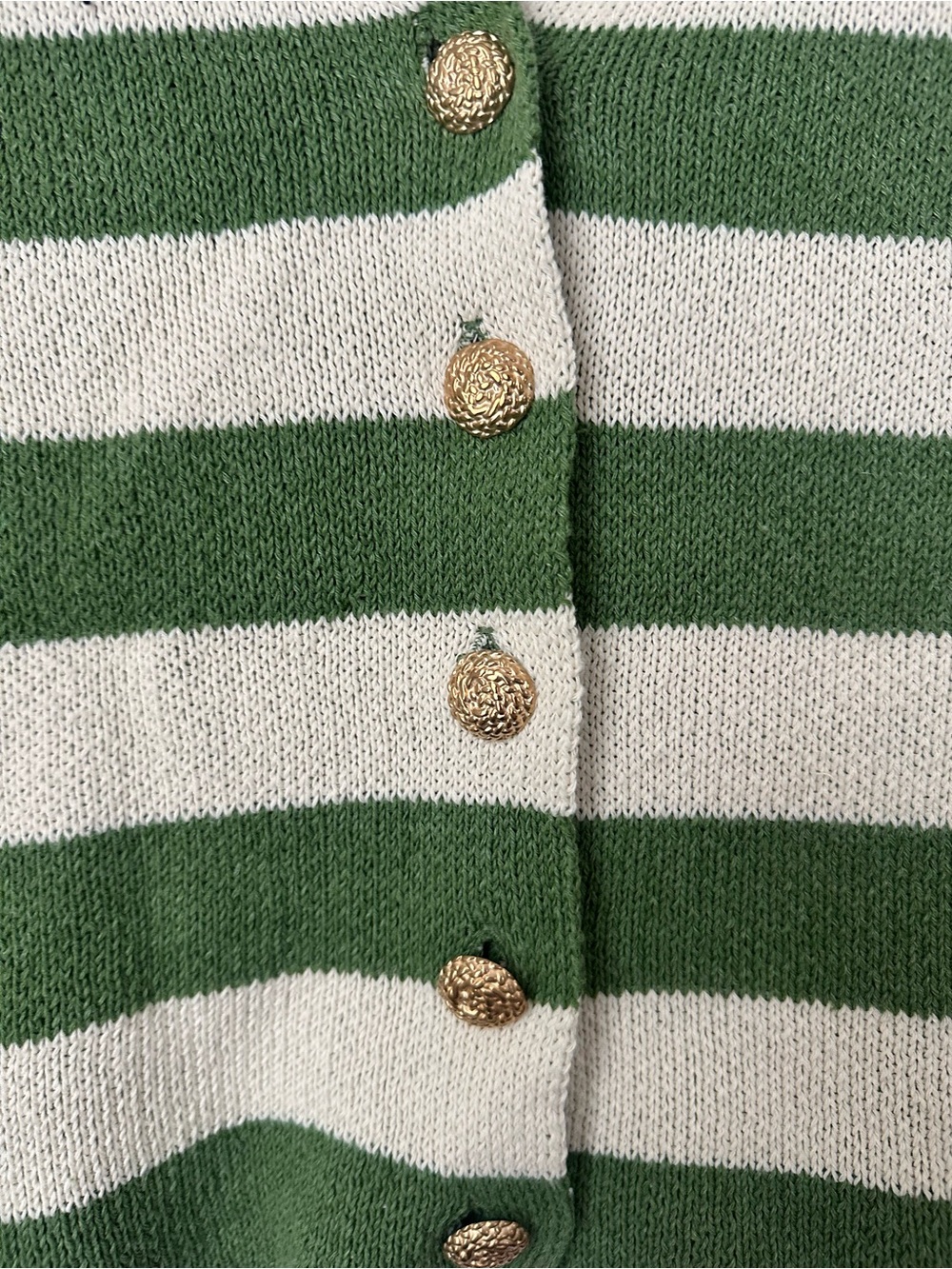 Zara Green and Cream Striped Cropped Cardigan - Picture 2 of 3
